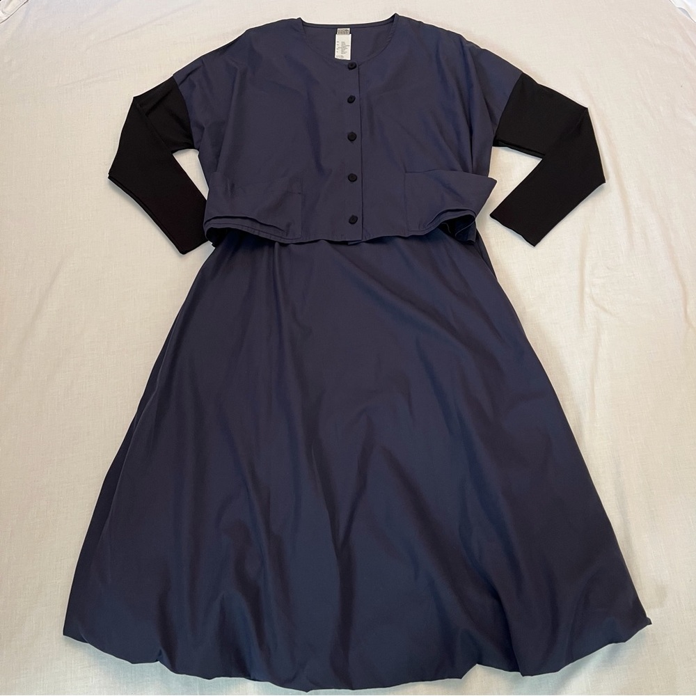 Lilith France Navy Blue 2 Piece Couture Set Top and Skirt M
